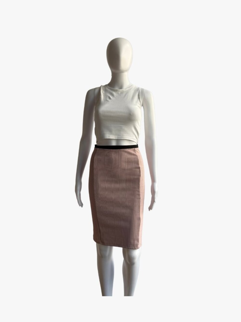 Zara Pale Pink Ribbed Pencil Bodycon Skirt